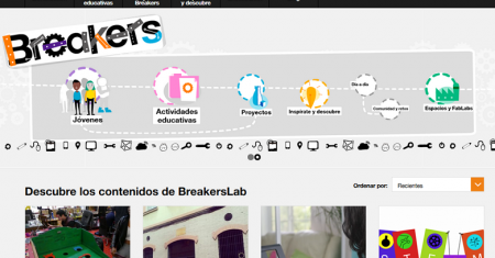 Pantalla inicial de la web Breakerslab.org